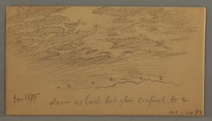 Piirros, Pilvi kukkuloiden yllä, tammikuu 1875 tekijältä Frederic Edwin Church