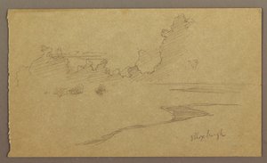 Piirros, Pilvet ja ranta, "Bloxburgh", elokuu 1865. tekijältä Frederic Edwin Church