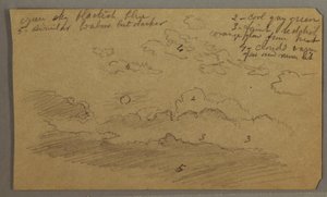 Piirros, Pilvinen taivas, täysikuu, mahdollisesti 1865-66. tekijältä Frederic Edwin Church