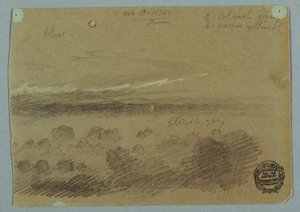 Piirros, Pilvinen taivas vuorten yllä, 19. heinäkuuta 1866. tekijältä Frederic Edwin Church