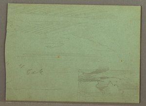 Piirros, Pilvinen taivas harjun yllä, elokuu 1871 tekijältä Frederic Edwin Church