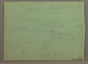 Piirros, Pilvinen taivas harjun yllä, elokuu 1871 tekijältä Frederic Edwin Church