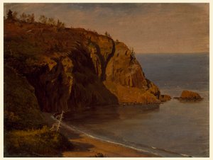 Piirros, Grand Mananin saaren rannikko, Kanada, elo- tai syyskuu 1851. tekijältä Frederic Edwin Church