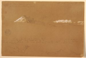 Piirros, Cotapaxi, aamu, auringon temppelistä, Quito, Ecuador, 24. kesäkuuta 1857. tekijältä Frederic Edwin Church