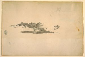 Piirros, lehmä, pilviä, heinä- ja syyskuu 1844 tekijältä Frederic Edwin Church