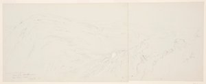 Piirros, Kaukaisnäkymä Damaskoksesta, Syyria, 7. toukokuuta 1868. tekijältä Frederic Edwin Church