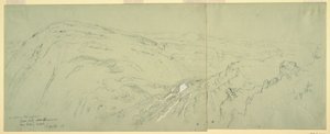 Piirros, Kaukaisnäkymä Damaskoksesta, Syyria, 7. toukokuuta 1868. tekijältä Frederic Edwin Church