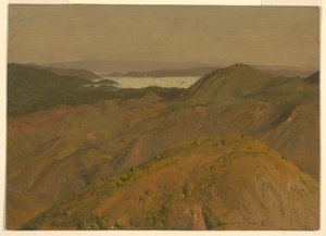 Piirustus, Kaukaisnäkymä kukkuloiden yli, elokuu 1865 tekijältä Frederic Edwin Church