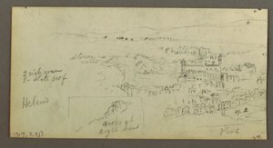 Piirustus, kupolitalo, talo ja portaikko, helmikuu mahdollisesti 1868. tekijältä Frederic Edwin Church