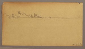 Piirros, Kaksoissateenkaari Niagaran putousten yllä, Niagara-joki, mahdollisesti 1858. tekijältä Frederic Edwin Church