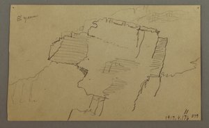 Piirros, El Jemenin laakso, Arabia:  Kallioseinä, 20. helmikuuta 1868 tekijältä Frederic Edwin Church