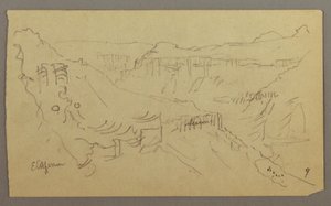 Piirros, El Jemenin laakso, Arabia: 20. helmikuuta 1868. tekijältä Frederic Edwin Church