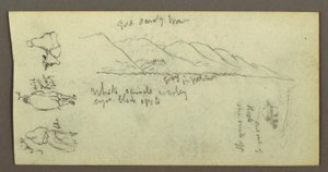 Piirros, Hahmotutkimus, vuoristo, mahdollisesti 1868 tekijältä Frederic Edwin Church