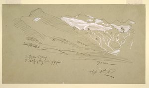 Piirros, Bernin alpeilta, Bel Arp, elokuu 1868. tekijältä Frederic Edwin Church