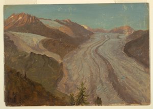 Piirros, Suuri Aletaschin jäätikkö, Sveitsi, elokuu 1868. tekijältä Frederic Edwin Church