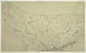 Piirros, Great Basin, Katahdin-vuori, n. 1877. tekijältä Frederic Edwin Church