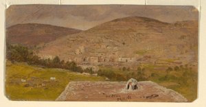 Piirros, Hebron, yleiskuva, helmikuu 1868 tekijältä Frederic Edwin Church