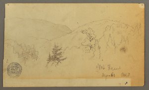 Piirros, Kukkuloita ja puita, 1860 tekijältä Frederic Edwin Church