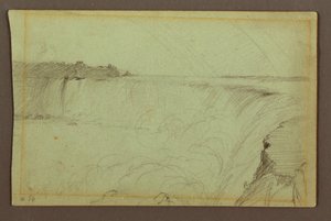 Piirros, Hevosenkengän putoukset ja kaksinkertainen sateenkaari, Niagara-joki, Kanada, 1856. tekijältä Frederic Edwin Church