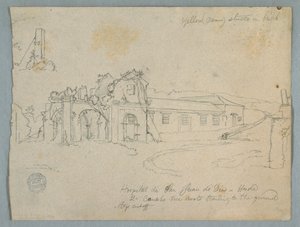Piirustus, Hospital de San Juan de Dios, Honda, Kolumbia, 1853. tekijältä Frederic Edwin Church