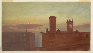 Piirros, Housetops/Hudson, n. 1867. tekijältä Frederic Edwin Church