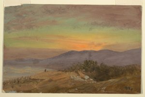 Piirros, Hudsonin laakso, auringonlasku, 1869-70 tekijältä Frederic Edwin Church