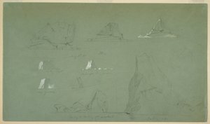 Piirros, Jäävuoret, 7. ja 9. heinäkuuta 1859. tekijältä Frederic Edwin Church