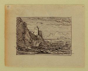 Piirros, Mielikuvitusmaisema, n. 1850 tekijältä Frederic Edwin Church