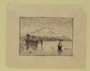 Piirros, Mielikuvitusmaisema, n. 1850 tekijältä Frederic Edwin Church