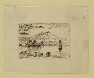 Piirros, Mielikuvitusmaisema, n. 1850 tekijältä Frederic Edwin Church