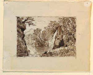 Piirros, Mielikuvitusmaisema, n. 1870-73. tekijältä Frederic Edwin Church