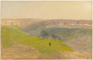 Piirros, Jerusalem Öljymäeltä, maaliskuu 1868. tekijältä Frederic Edwin Church
