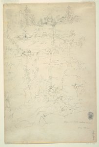 Piirros, Kaaterskill Falls, Catskill Mountains, New York, heinäkuu 1844. tekijältä Frederic Edwin Church