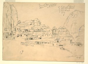 Piirros, Khirbet-en-Nasara, Petra, Jordania, 26. helmikuuta 1868. tekijältä Frederic Edwin Church