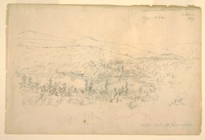 Piirros, järviä vuoristotalon lähellä, syyskuu 1844. tekijältä Frederic Edwin Church