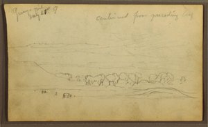 Piirros, maisema, Guayaquil, Ecuador, 21. toukokuuta 1857. tekijältä Frederic Edwin Church
