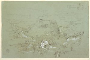 Piirros, Maisema Guarandan lähellä, Ecuador, 5. kesäkuuta 1857. tekijältä Frederic Edwin Church