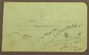 Piirros, maisema; Kääntöpuoli: Hahmo, maisema, 1883. tekijältä Frederic Edwin Church