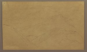 Piirros, maisema; Kääntöpuoli: Puu maisemassa, taivas, touko-elokuu 1865. tekijältä Frederic Edwin Church