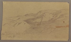 Piirustus, Maisemakuva maatilalta Galleway Hill, Jamaika, Länsi-Intia, elokuu 1865. tekijältä Frederic Edwin Church
