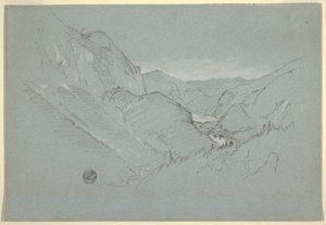 Piirros, Maisema Alpeilta, elo-syyskuu 1868. tekijältä Frederic Edwin Church
