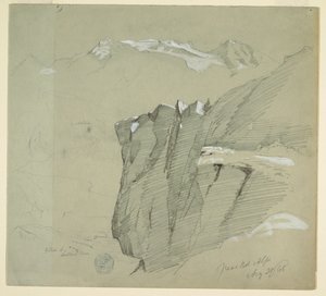 Piirros, Maisema Bernin Alpeilla, 28. elokuuta 1868. tekijältä Frederic Edwin Church