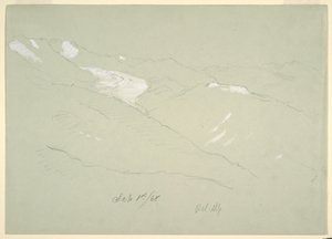 Piirros, Maisema Bernin ylängöillä, lähellä Bel Alpia, Sveitsi, syyskuu 1868. tekijältä Frederic Edwin Church