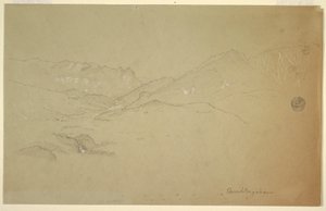 Piirros, Maisema Berchtesgadenin lähellä, kesä-heinäkuu 1868. tekijältä Frederic Edwin Church