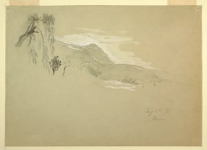 Piirros, Maisema lähellä Huinoa, Meksiko, 8. tammikuuta 1885. tekijältä Frederic Edwin Church