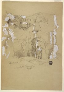 Piirros, Maisema Caracallan kylpylän lähellä, Rooma, helmikuu 1869. tekijältä Frederic Edwin Church