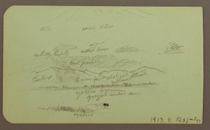 Piirros, maisema ja kirkko; Kääntöpuoli: Maisema, 1883 tekijältä Frederic Edwin Church