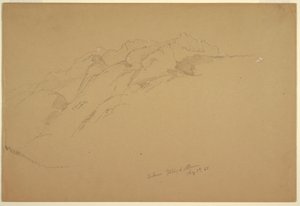 Piirros, Maisemia Gollingin ja Abtenaun välillä, 5. elokuuta 1868. tekijältä Frederic Edwin Church