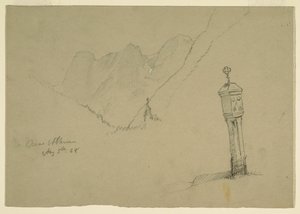 Piirros, Maisemia Gollingin ja Abtenaun välillä, 5. elokuuta 1868. tekijältä Frederic Edwin Church