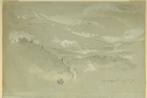 Piirustus, Maisemat, Berchtesgadenin lähistöllä, 1868 tekijältä Frederic Edwin Church